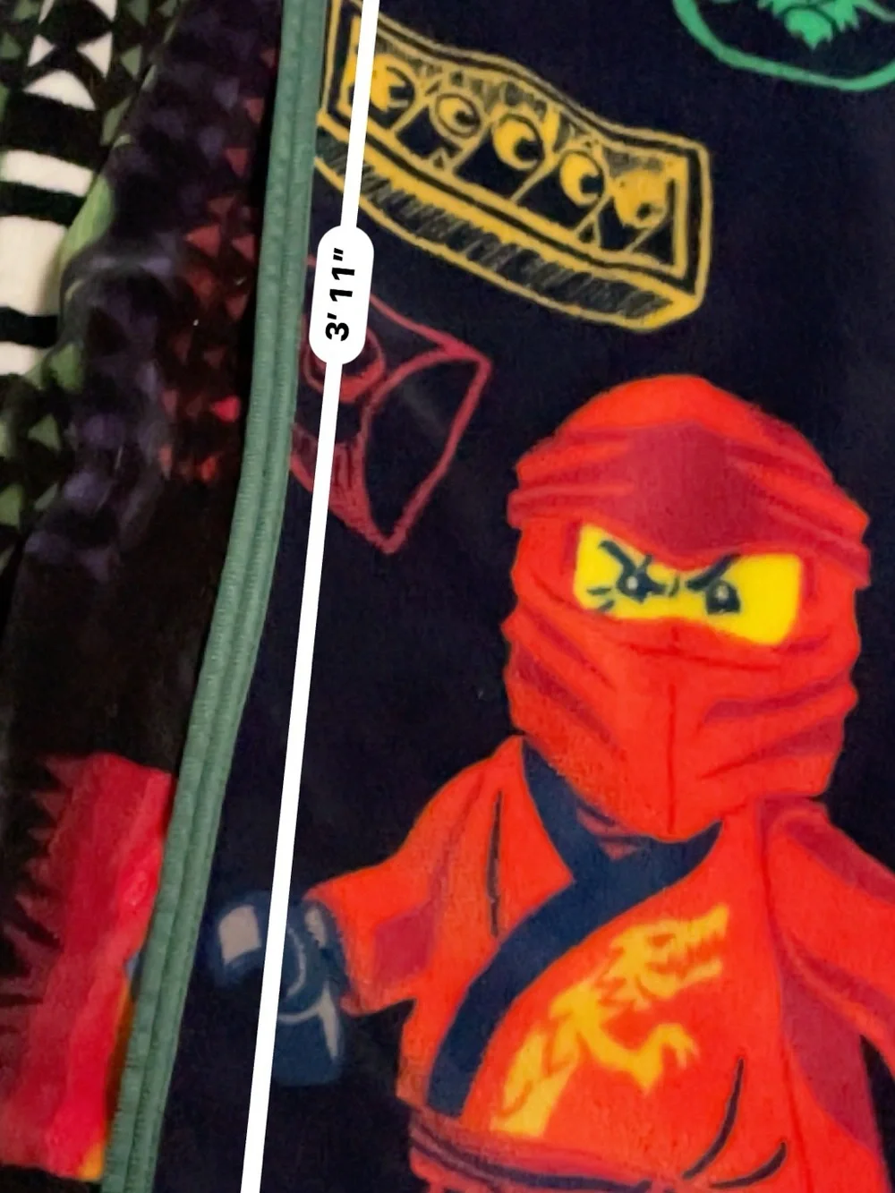 Lego Ninjago Kids Throw Blanket in Black, Red, Green, Yellow